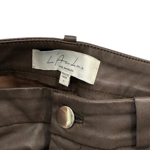 L'Academie Mila Brown Leather Bootcut Pants Size S - Picture 3 of 8
